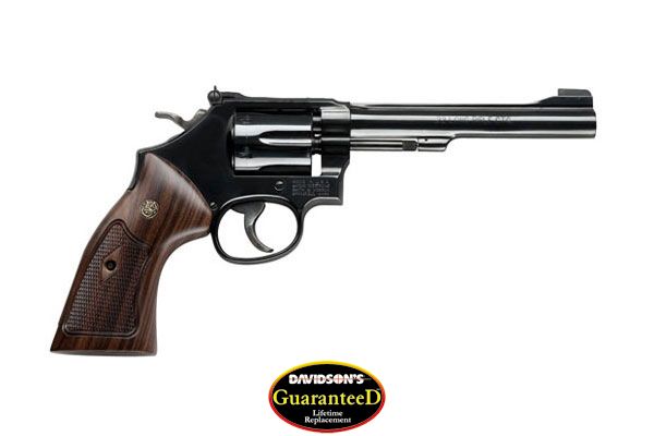 S&W 48 CLASSIC 22WMR 6" AS BRIGHT BLUED CHECKERED WOOD< - for sale
