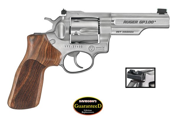 RUGER GP100 357MAG 4.2" ADJ. MATCH SS HOGUE STIPPLED HRWD - for sale