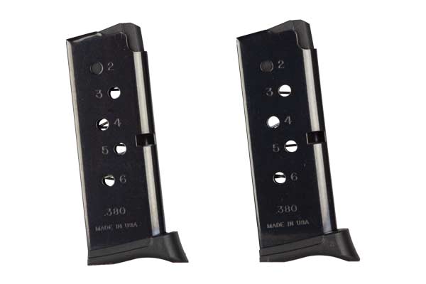 RUGER MAGAZINE LCP 380ACP 6RD W/FINGER EXT. 2-PACK - for sale