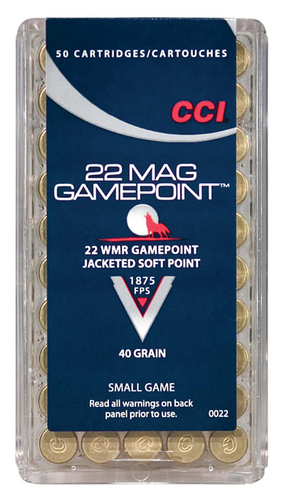 CCI 22WMR 40GR GAMEPOINT JSP 1875FPS 50RD 40BX/CS - for sale