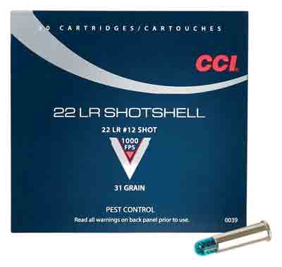 CCI SHOTSHELL 22LR 31GR #12 SHOT 1000FPS 20RD 100BX/CS - for sale