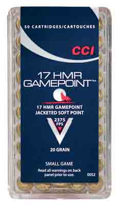 CCI GAMEPOINT 17HMR 20GR JSP 1875FPS 50RD 40BX/CS - for sale