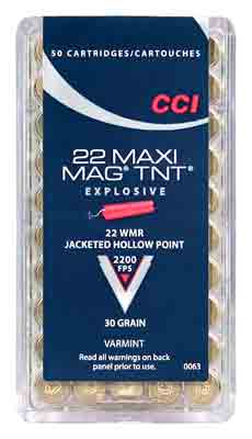CCI MAXI-MAG 22WMR 30GR TNT JHP 2200FPS 50RD 40BX/CS - for sale