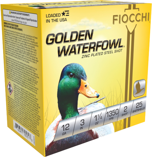 FIOCCHI GOLDEN WATERFOWL 12GA 3" 1-1/4OZ #2 25RD 10BX/CS - for sale