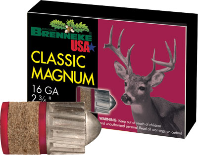 BRENNEKE USA CLASSIC MAH 16GA 2.75" 1OZ SLUG 5RD 50BX/CS - for sale