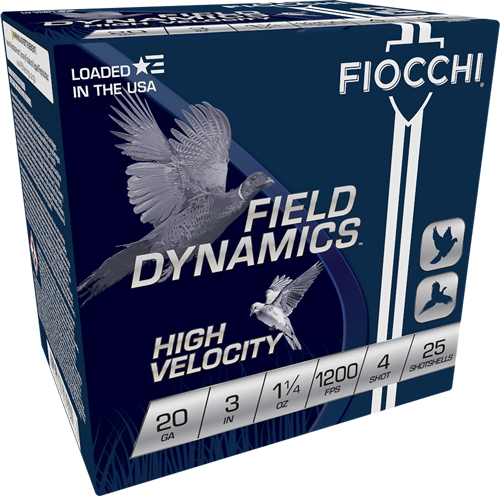 FIOCCHI 20GA 3" 1-1/4OZ #4 1200FPS 25RD 10BX/CS - for sale