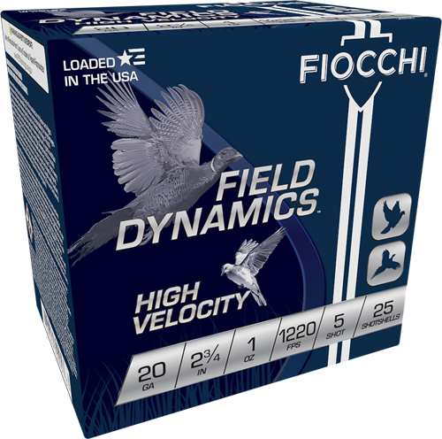 FIOCCHI 20GA 2.75" 1OZ #5 1220FPS 25RD 10BX/CS - for sale