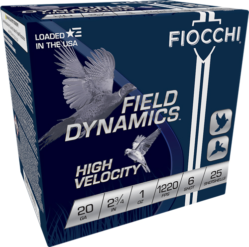 FIOCCHI 20GA 2.75" 1OZ #6 1220FPS 25RD 10BX/CS - for sale