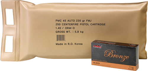 PMC AMMO 45 ACP 230GR FMJ-RN 250RD BATTLE PACK 3BP/CS - for sale