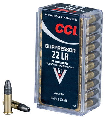CCI SUPPRESSOR 22LR 45GR HP 970FPS 50RD 100BX/CS - for sale