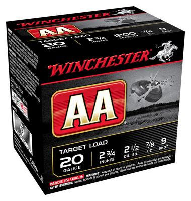 WINCHESTER AA 20GA 2.75" 7/8OZ #9 1200FPS 250RD CASE LOT - for sale