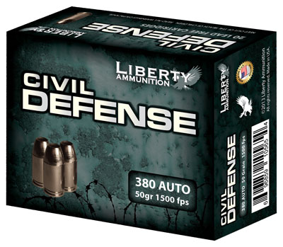LIBERTY CIVIL DEFENSE 380 ACP 50GR COPPR HP 20RD 10BX/CS - for sale