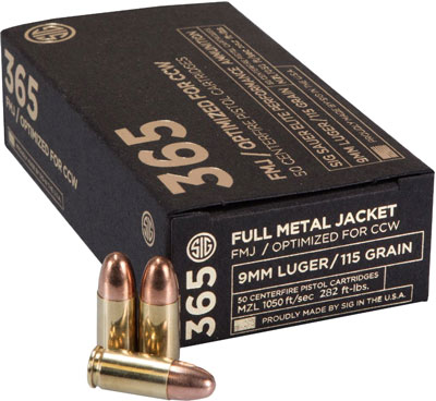 SIG 365 9MM LUGER 115GR FMJ 50RD 20BX/CS - for sale