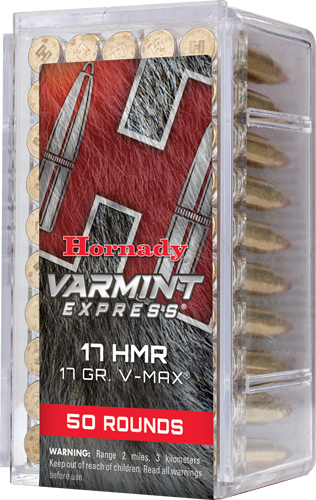 HORNADY 17HMR 17GR V-MAX 2550FPS 50RD 40BX/CS - for sale