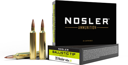 NOSLER 26 NOSLER 140GR BALLISTIC TIP 20RD 10BX/CS - for sale