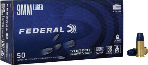 FEDERAL SYNTHETIC DEFENSE 9MM LUGER 138GR SJHP 50RD 10BX/CS - for sale