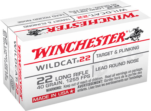 WINCHESTER WILDCAT 22LR 40GR LEAD-RN 1255FPS 50RD 100BX/CS - for sale