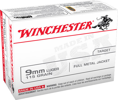 WINCHESTER USA 9MM LUGER 115GR FMJ 100RD 10BX/CS! - for sale