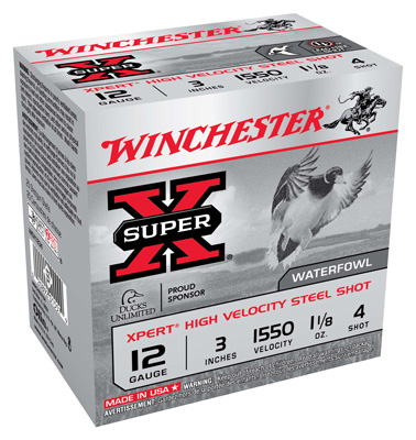 WINCHESTER XPERT STEEL 12GA 3" 1-1/8OZ #4 1550FPS 25RD 10BX/C - for sale
