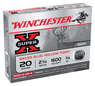 WINCHESTER SUPER-X 20GA 2.75" 3/4OZ RIFLED SLUG 5RD 50BX/CS - for sale