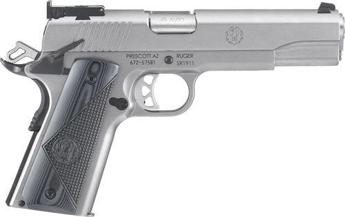 RUGER SR1911 TARGET 45ACP ADJ STAINLESS G10 GRIPS - for sale