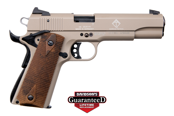 GERMAN SPORT 1911 22LR 5" TAN/FAUX WOOD GRIPS 10RD - for sale