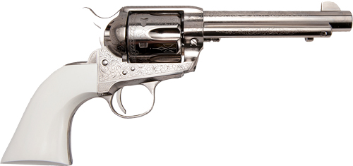CIMARRON FRONTIER 45LC PW FS 4.75" ENGRAVED NICKEL/IVORY - for sale