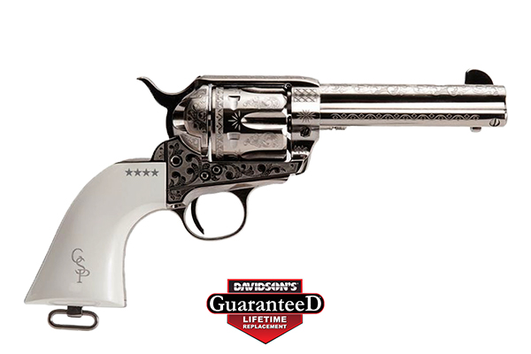 CIMARRON GEORGE PATTON V2 45LC PW FS 4.75" ENGRAVED NICKEL - for sale