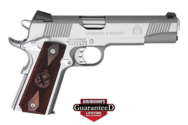 SPRINGFIELD 1911 LOADED 45ACP 5" 7RD SS/WOOD GRIPS CA COMP - for sale