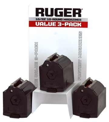 RUGER MAGAZINE 10/22 22LR 10RD BLACK PLASTIC 3PACK - for sale
